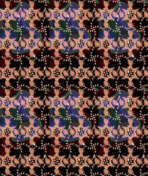 Siyah ve kahverengi renkte çiçekler. Raster düz çiçekleri pürüzsüz desen. Tasarım hediye paketi, tebrik kartları, posterler ve afiş tasarımı.