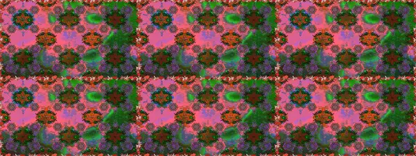 Raster illüstrasyonunda kusursuz çiçek deseni. Yeşil ve pembe renkte çiçekler.