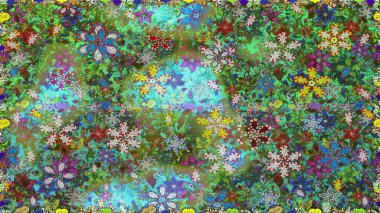 Şatafatlı bahar bahçesi dokusu. Yeşil renklerde çiçeksiz. Çiçek deseni. Raster illüstrasyonu. Yeşil renkte çiçekler.