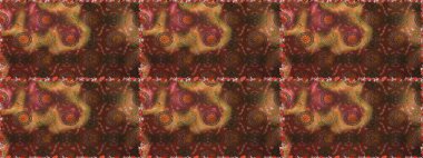 Raster Illustrasyon 'da moda olmayan çiçek deseni. Kahverengi ve mor renkli çiçekler. Renkli Yaz Temalı Kusursuz Arkaplan. Düz Çiçek Elementleri Tasarımı.