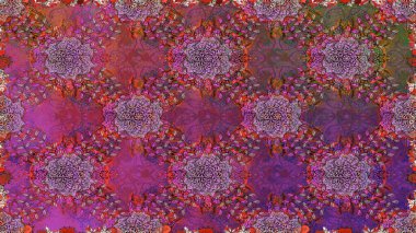 El çizimi, soyut ve süslü elementler. Klasik çiçekler. Suluboya resim taklit Raster çizimi. Mor renkler. Yaz çiçekleri teması.