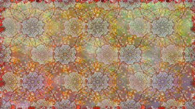 Bej renkli şirin çiçek deseni. Düz Çiçek Elementleri Tasarımı. Renkli Bahar Temalı Kusursuz Arkaplan. Raster Modaya uygun kumaş deseni.