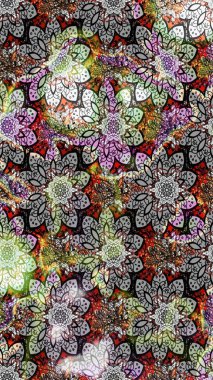 Gri renkli çiçekler. Hediye ambalaj kağıdı, tebrik kartları, posterler ve pankart tasarımı. Raster düz çiçek çizim deseni.