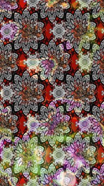 Hediye ambalaj kağıdı, tebrik kartları, posterler ve pankart tasarımı. Gri renkli çiçekler. Raster düz çiçek çizim deseni.