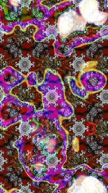 Raster güzel kumaş deseni çiziyor. Renkli Bahar Teması eskiz kalıbı. Çiçek deseni. Düz Çiçek Elementleri Tasarımı.