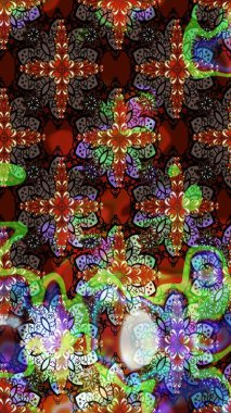 Raster illüstrasyonundaki çiçek desenli çizim. Renkli Bahar Teması eskiz kalıbı. Düz Çiçek Elementleri Tasarımı. Kahverengi renkte çiçekler.