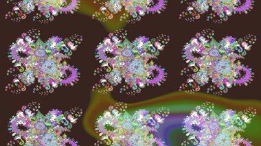 Yumuşak, bahar çiçekleri mor renklerde. Çiçekli karalama şeklinde Raster çiçek deseni. Raster illüstrasyonu.