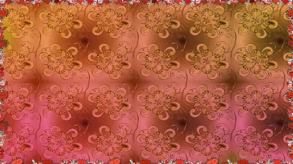 Kahverengi renkli çiçekler. Raster illüstrasyonunda kusursuz çiçek deseni.