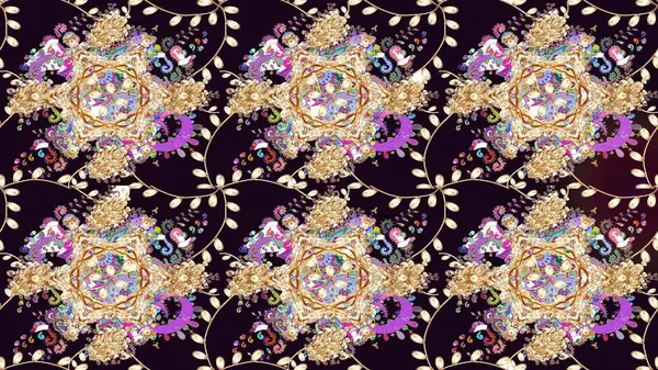 Raster güzel kumaş deseni çiziyor. Çiçek deseni. Düz Çiçek Elementleri Tasarımı. Renkli Bahar Teması çizim şablonu.