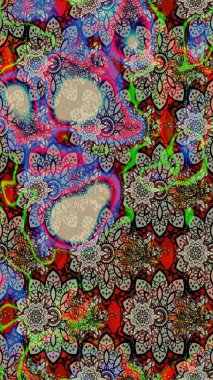 Yapraklı çiçekler ve kır renkli papatya çiçekleri. Raster - stok. Taslak arkaplan deseni.