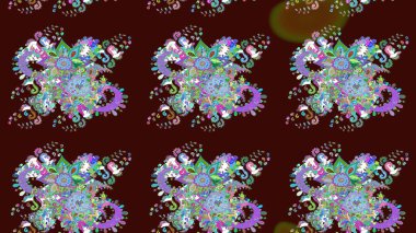 Eskiz modeli etnik tasarım. Yatak çarşafları, ceket, paket tasarımı, kumaş ve moda kavramları için tekstil baskısı. Çiçekleri, deniz kabukları, mandalaları ve suluboya efektleri olan deniz altyapısı.