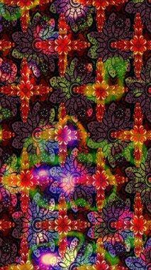 Çiçek ve yapraklı karalama şeklinde Raster çiçek deseni. Raster illüstrasyonu. Yumuşak, bahar çiçekleri kahverengi renklerde.