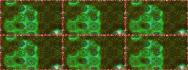 Kusursuz çiçek deseni. Yeşil ve kahverengi renkli çiçekler. Raster illüstrasyonu. Raster illüstrasyonu. Asya tekstil tarzında.