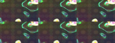 Raster illüstrasyonu. Çizim çiçek deseni duvar kâğıdı olarak kullanılabilir. Yeşil ve kahverengi renkte çiçekler.