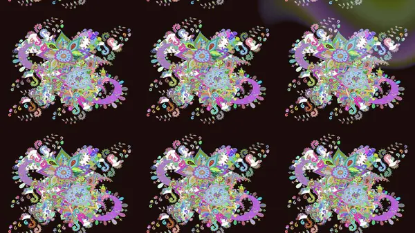 Gri renklerde. Raster illüstrasyonundaki çiçek desenli çizim. Güzel kumaş deseni. Raster illüstrasyonu.