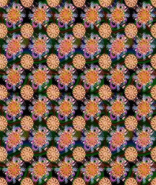 Yumuşak, yaz çiçekli arka plan. Çiçekli karalama şeklinde Raster çiçek deseni. Kahverengi ve nötr renkte çiçekler.