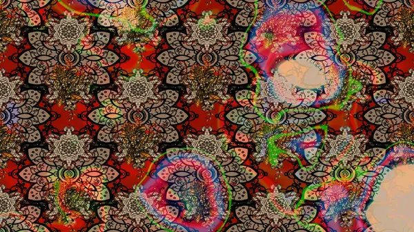 Varicolobeige Raster çizimi. Birçok bej ve soyut çiçekli tropikal çizim deseni. Küçük çiçekte sevimli çiçek deseni var..