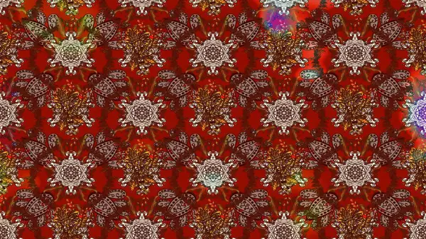 Kahverengi renkte çok kahverengi, zarif küçük çiçekler ve komik böcekler, raster desen, illüstrasyon.