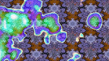 Parlak renkli çiçekleri ve mor renkli yaprakları olan harika bir çiçek deseni. Moda baskıları için zarif bir şablon. Modern çiçek arkaplanı. Halk stili.