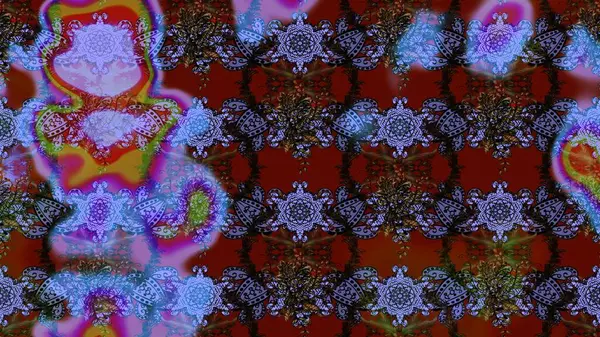 Çiçeksel fantezi tasarımı ve parlak bir arka plan çizimi. Renkli Bahar Teması eskiz kalıbı. Düz Çiçek Elementleri Tasarımı.