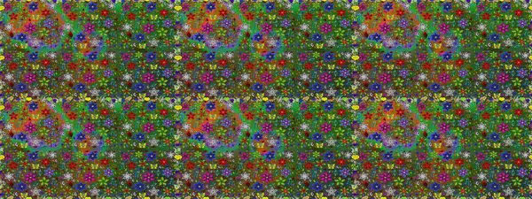 Raster illüstrasyonu. Kusursuz. Şirin çiçek elementleri. Yeşil renkte çiçekler.