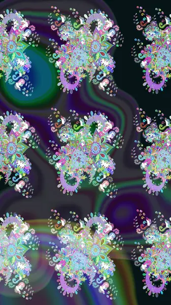 Çiçekli güzel suluboya desen. Raster illüstrasyonu. Gri renklerde.