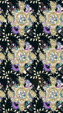 Soyut etnik raster çizim kalıbı. Kabile sanatı boho baskısı, klasik çiçek arkaplanı. Arkaplan dokusu, duvar kağıdı, gri renkli çiçek teması.