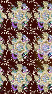 Raster illüstrasyonundaki çiçek desenli çizim. Güzel kumaş deseni. Renkli Bahar Teması eskiz kalıbı. Düz Çiçek Elementleri Tasarımı.