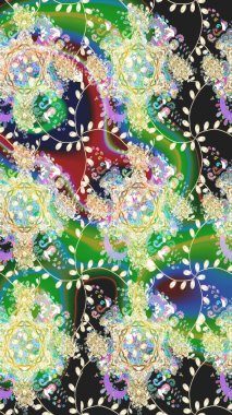 El çizimi çiçek çizimi deseni (fayans). Şirin çiçekli, desenli, nötr renklerde renkli eskiz deseni. Tekstil için suluboya çizim deseni.