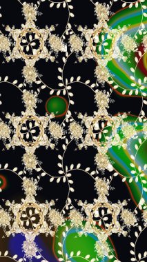 Raster illüstrasyonundaki çiçek desenli çizim. Siyah renkli çiçekler. Renkli Bahar Teması eskiz kalıbı. Düz Çiçek Elementleri Tasarımı.