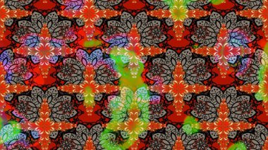 Raster illüstrasyonundaki çiçek desenli çizim. Suluboya tarzında kırmızı renkte çiçekler.