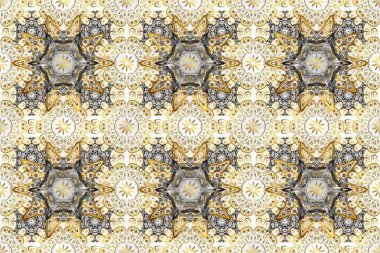 Raster illüstrasyonu. Bej, nötr ve gri renklerde altın. Doğum günü kartı, davetiye ya da afiş için iyidir. Kusursuz ortaçağ çiçek deseni. Dekoratif simetri arabesk.