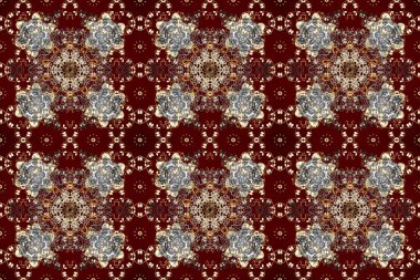 Kahverengi, kırmızı ve gri renklerde altın desenli altın elementler. Geleneksel klasik altın desen. Barok tarzında kusursuz bir doğulu süsü. Raster doğulu süsü.