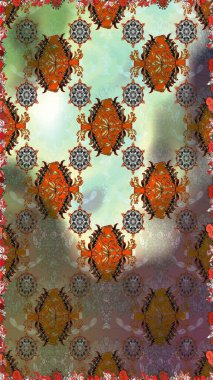 Raster illüstrasyonunda kusursuz çiçek deseni. Suluboya tarzında kahverengi renkte çiçekler.