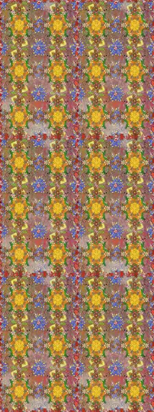 Renkli Bahar Temalı Kusursuz Arkaplan. Kahverengi renkli çiçekler. Düz Çiçek Elementleri Tasarımı. Sevimli çiçek raster deseni.