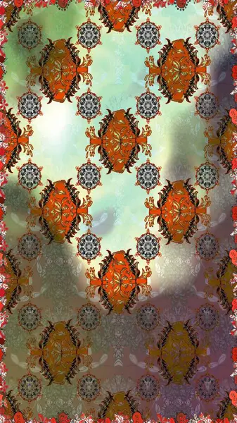 Raster illüstrasyonunda kusursuz çiçek deseni. Suluboya tarzında kahverengi renkte çiçekler.