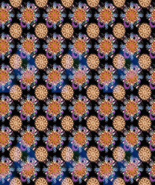 Küçük çiçekli basit, dikişsiz desen. Moda baskısı, albüm, ambalaj kağıdı ve duvar kağıdı için zarif dekoratif süslemeler. Raster illüstrasyonu. Siyah ve kahverengi renkte şirin çiçekler..