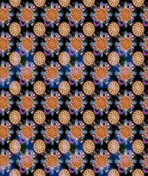 Küçük çiçekli basit, dikişsiz desen. Moda baskısı, albüm, ambalaj kağıdı ve duvar kağıdı için zarif dekoratif süslemeler. Raster illüstrasyonu. Siyah ve kahverengi renkte şirin çiçekler..