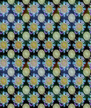 Suluboya tarzında mavi ve nötr renklerde. Raster illüstrasyonu. Pürüzsüz bahar deseni ve küçük çiçekler.