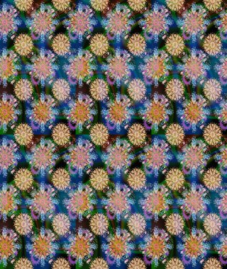 Raster Illustrasyon 'da moda olmayan çiçek deseni. Renkli Yaz Temalı Kusursuz Arkaplan. Güzel kumaş deseni. Düz Çiçek Elementleri Tasarımı.