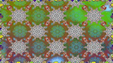 Kızılderili desenli desenli desenli şal deseni. Raster Henna dövme stili. Tekstil, tebrik kartı, boyama kitabı, telefon kılıfı baskısı için kullanılabilir. Etnik Mandala süsü.