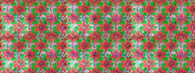 Güzel kumaş deseni. Raster illüstrasyonu. Hoş bir çiçek geçmişi var. Küçük bir çiçekte kusursuz desen.