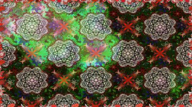 Kusursuz bir mahsul. Renkli Bahar Temalı Kusursuz Arkaplan. Düz Çiçek Elementleri Tasarımı. Raster Şirin kumaş deseni.