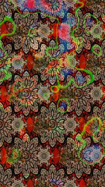 Tomurcukları çiçek olan sevimli bir çiçek deseni. Eski usul. Raster. Eskiz geçmişi. Raster illüstrasyonu. Kumaş, tekstil ve duvar kağıdı baskısı için..