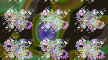 Çiçekli çizim şekli. Renkli Bahar Teması eskiz kalıbı. Yeşil renkli çiçekler. Düz Çiçek Elementleri Tasarımı.