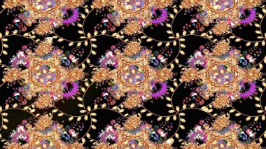 Raster güzel kumaş deseni çiziyor. Düz Çiçek Elementleri Tasarımı. Renkli Bahar Teması eskiz kalıbı. Çiçek deseni.