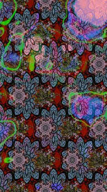 Çiçek deseni. Renkli Bahar Teması eskiz kalıbı. Düz Çiçek Elementleri Tasarımı. Raster illüstrasyonu. Chichi kumaş deseni çiz.