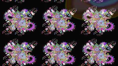 Siyah renkli çiçekler. Sevimli çiçek raster deseni. Düz Çiçek Elementleri Tasarımı. Renk Bahar Teması eskiz şablonu.