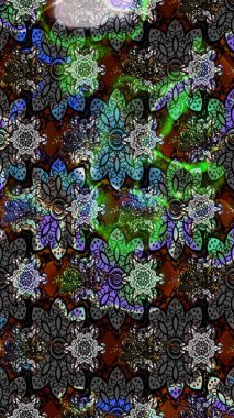 Küçük çiçekli yay deseni çiz. Suluboya stilinde gri renkte. Raster illüstrasyonu.