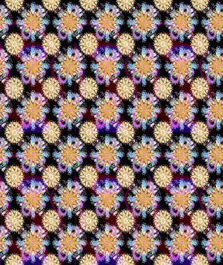 Raster illüstrasyonunda kusursuz çiçek deseni. Süslü kumaş deseni. Düz Çiçek Elementleri Tasarımı. Renkli Bahar Teması Kusursuz Arkaplan.